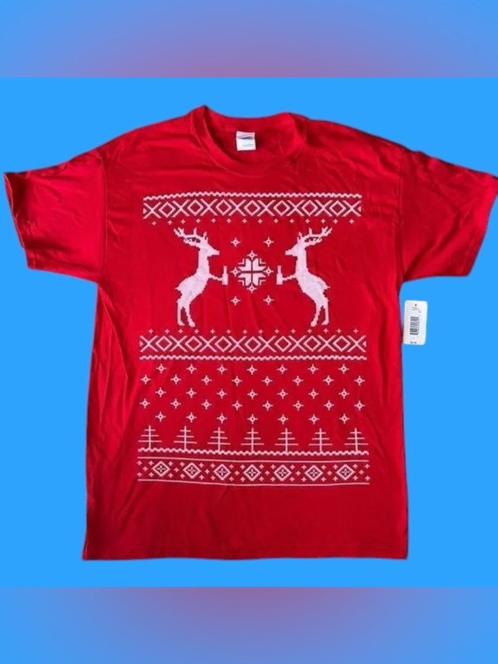 💖Women's Red Reindeer Holiday Short Sleeve Tee